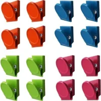 Lot De 16 Clips Magnétiques En Métal – Aimants Antirouille Pour Réfrigérateur Et Tableau Blanc – 4 Couleurs Variées Pour Bureau Et École 1000 Pcs