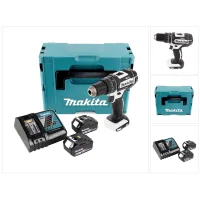 Taladro Atornillador A Batería Makita Dhp 482 Rgj W, 18 V, 62 Nm, Blanco + 2 Baterías De 6,0 Ah + Cargador + Makpac