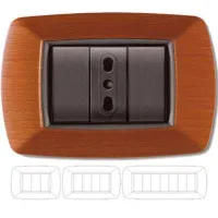 Placa Cubreinterruptor Madera Clara 'mylife' 3 Módulos