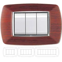 Placca Cubreinterruptor Madera Oscura 'mylife' 3 Módulos