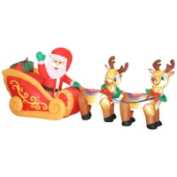 Papá Noel Hinchable Con Trineo Y Renos Inflables De Navidad Con Luces Led Para Exterior E Interior 240x75x100 Cm