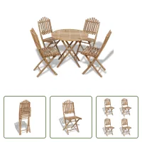 Vidaxl Juego De Comedor De Jardín Plegable 5 Piezas De Bambú