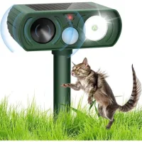 Repelente Ultrasónico Para Gatos. Apto Para Uso En Exteriores, Con Luz Led Alimentada Por Energía Solar.