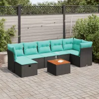 Vidaxl Set De Sofás De Jardín Y Cojines 8 Piezas Ratán Sintético Negro