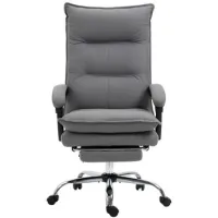 Silla De Oficina - Función De Masaje Y Respaldo Reclinable 155° - Microfibra - Gris Oscuro (66x74x114-121,5cm)
