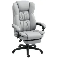 Silla De Oficina - Función De Masaje Y Respaldo Reclinable 135° - Piel Sintética Y Espuma - Gris Claro (68,5x68,5x113-121cm)