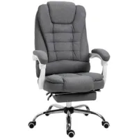 Silla De Oficina - Ergonómica Con Reposapiés Y Respaldo Reclinable - Hierro Y Espuma - Gris (65x70x110-118cm)