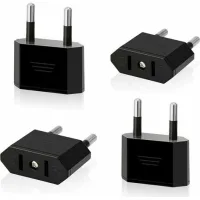 Bravix Lot De 4 Prises De Voyage Us Vers Eu Prise Usa Vers 2 Broches Euro / Allemagne Prise Amérique / Canada / Mexique Prise De Convertisseur Adaptateur Pour Appareils Avec Alimentation Us (noir), Ha