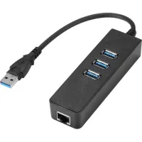 Bravix Hub Usb 3.0 À 3 Ports Vers Rj45 Gigabit Ethernet Adaptateur Ethernet Usb 10/100/1000 Mbit Pour Macbook, Surface Pro, Chromebook