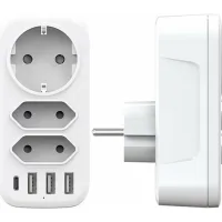 Bravix Prise Multiple Usb, Multiprise Murale 3 Prises Et 3 Ports Usb 3a, Chargeur Usb Multiple 6 En 1 4000w, Multiprise Usb Pour La Maison Le Bureau Les Voyages Compatible Avec Phone, Portable,
