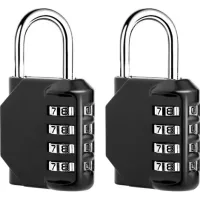 Bravix 2 Pcs Cadenas Code 4 Chiffres, Alliage De Zinc Cadenas À Code Étanche, Antirouille Cadenas Casier Code Pour Placard Gym Garage Boîte À Outils (noir)