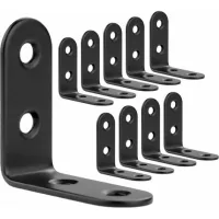 30 Pièces Supports De Fixation Noirs En Acier Laminé À Froid 40x40 Mm, Renforts D'Angle En Métal Pour La Fixation Et La Réparation De Meubles, Joints Renforcés, Noirs