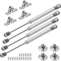 Bravix 4 Ressorts À Gaz 100n, Pistons À Gaz Pour Portes, Vérin De Meuble, Charnière D'Armoire, Amortisseur De Charnière Pour Armoires De Cuisine, Argent