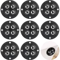 Bravix Lot De 8 Rouleaux À Billes - 4 Rouleaux - Petites Roues Auto-adhésives Universelles - Roulettes Rotatives À 360 ° - Pour Meubles - Plat, En Acier,acrylonitrile Butadiène Styrène,bois