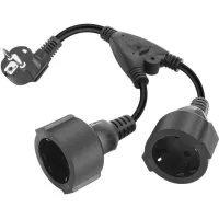 Bravix Adaptateur De Prise Double Ip44 - Rallonge Courte 2 En 1 Pour Maison