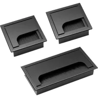3pcs Couvercle Passe Câbles Fil Carrée 80x 80mm+80x160mm Pour Encastrer Sur Table De Bureau Organisateur De Cables Pour Meuble Aluminium Noir Anodisé Passage De Câble Cache-câble