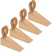 Cale De Porte 4 Pièces Cale Porte Bois Cale Porte Sol Butoir De Porte En Bois De Hêtre Cale Porte Sol Bois Cale En Bois Fonctionnalité Calle Porte Bloc Porte Sol Avec Boucle Cuir Arrêt De Porte