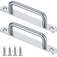 Bravix 2 Pièces Poignée De Porte De Grange Coulissante, Traction De Poignée De Porte Coulissante Avec Plaque Acier Inox Pour Portes De Grange Armoire Placard - 160mm