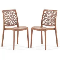 Set De 2 Sillas De Resina Con Fibra De Vidrio, Apilables Para Interiores O Exteriores Mocha Mousse - Anna