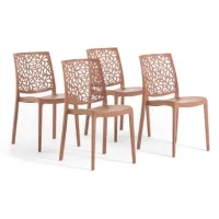 Set De 4 Sillas De Resina Con Fibra De Vidrio, Apilables Para Interiores O Exteriores Mocha Mousse - Anna