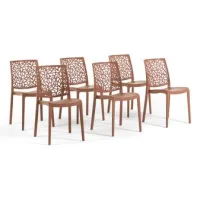 Set De 6 Sillas De Resina Con Fibra De Vidrio, Apilables Para Interiores O Exteriores Mocha Mousse - Anna