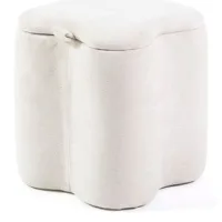 Puff De Terciopelo Glitter Marfil Con Asa - Lucky