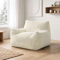 Homcom Sillón De Suelo Con Respaldo Y Reposabrazos, Sofá De Suelo De Pana Sin Estructura Con Acolchado Grueso, Sin Montaje, Para Salón, Crema