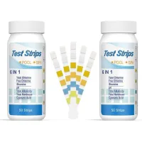 6 En 1 Bandelettes Piscine Brome Spa, Languettes Ph Piscine Bandes Test Qualité D'Eau Sur Chlore Brome Alcalinité Acide Cyanurique Dureté Du Liquide Testeur Générale (100pcs)