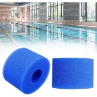 2pcs 108 X 40 X 73mm Réutilisable Piscine Lavable Filtre Éponge Bleue Éponge De Nettoyage Colonne Piscine Filtre Coton