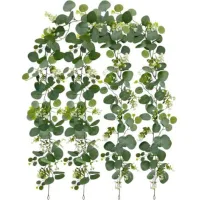 Bunthaus 2 Pièces Eucalyptus Artificiel 1,8m Guirlande Fleurs Artificielles Émulation Guirlande D'Eucalyptus Avec Fleurs Blanches Guirlandes Artificielles Pour Mariage Fête Jardin Festival Arches
