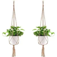Bunthaus 2 Paquets Suspension Plante, Pot Suspendu Plante, Pour Suspendre Pot De Fleur Suspension Suspendue Décoration Balcon Maison, 4 Jambes En Corde, 105 Cm
