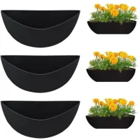 Bunthaus Lot De 3 Doublures De Pot De Fleurs Demi-rondes En Feutre De 41 Cm À Suspendre Au Mur, Pour Pot De Fleurs, Panier De Fleurs, Panier De Fenêtre