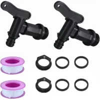 2pcs Robinet Cuve Plastique, Adaptateur De Boîte De Rangement D\'eau Ibc 3/4\\" Robinet Pour Citerne De Pluie Robinet De Rechange En Plastique Avec Ruban Ptfe Pour Recuperateur Eau De Pluie