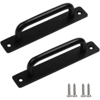 Bunthaus Poignées De Porte De Grange Robustes 2 Pièces, Poignées De Porte Coulissantes, Poignées De Porte En Aluminium Noir, Poignées De Porte Intérieures Et Extérieures Avec Vis