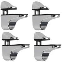 Bunthaus Support D'Étagère En Verre Réglable, 4 Pcs Support D'Étagère En Verre, Pince En Verre À Fixation Murale, Support Pour Étagères En Verre, Pour Tablette Verre