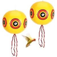 Lot De 2 Ballons Épouvantail Sans Oiseaux, Ballon Anti Oiseaux Avec Yeux, Ballons Repulsif Pour Oiseaux, Chasse Pigeons, Anti Pigeons, Répulsif Pigeons, Bornes Pour Pigeons Avec Corde, Jaune
