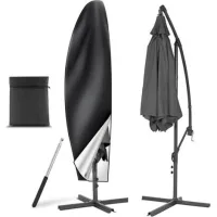 Bunthaus Housse Parasol Deporte Avec Perche Télescopique, Housse De Protection Pour Parasol En Tissu Oxford 210d, Imperméable, Coupe Vent, Anti Uv,pour Parasol De Jardin Exterieur, 265 X 40/70/50 Cm