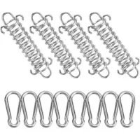 Bunthaus 4pcs Ressort Voile D'Ombrage Et 8pcs Petit Mousqueton, Fixation Voile D'Ombrage Boucle Corde Ressort Pour Tente Camping En Plein Air Randonnée Voyage Pique Nique