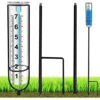 Bunthaus Pluviomètre Pour Extérieur, Étanche Au Gel, Pluviomètre Pour Mesurer La Pluie, Pluviomètre En Hauteur Réglable Avec Piquet Et Brosse De Nettoyage, Pluviomètre En Plastique