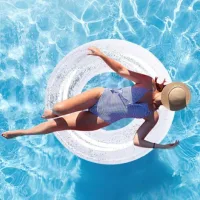 Bunthaus Bouée De Natation Gonflable À Paillettes, Flotteur De Piscine, Flotteur De Piscine Pour Adultes, Bouée De Natation À Paillettes Transparentes, Jeux D'Eau Gonflables Pour Piscine Et Plage