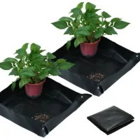 Bunthaus Lot De 2 (noir) Tapis De Plantation Imperméables (66 X 66 Cm), Tapis De Jardin Pliables En Polyéthylène, Idéal Pour L'Intérieur Et Le Jardinage Propre