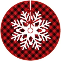 Bunthaus Jupe D’arbre De Noël À Carreaux Rouges Et Noirs - Tapis D’arbre De Noël À Motif Flocon De Neige - Tapis D’arbre De Noël