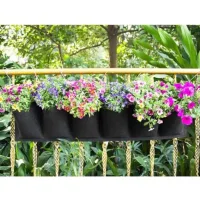 Bunthaus Sac De Plantation Vertical, Jardin Sac À Plantes Mural Jardinière Suspendue Balcon Pot À Suspendre Intérieur Extérieur Fleur 6 Poches (noir)-fei Yu
