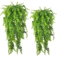 Paquet De 2 Plantes De Vignes Suspendues Artificielles Faux Fougères De Lierre Pour Extérieur Résistant Aux Uv Pour Mur Intérieur Paniers Suspendus Décor De Guirlande De Mariagejardin Piscine