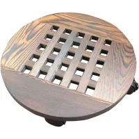 Bunthaus Support De Plante En Pot De Caddy De Jardinière En Bois Avec Des Roues, Chariot De Planteur De Plateau Mobile De Rouleau De Base De Pot De Fleur Rond Roulant Pour Maison Jardin Extérieur, 30c