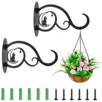 Bunthaus Support Plante Mural Balcon 2pcs – Crochet De Suspension En Fer Forgé Noir – Imperméable Et Antirouille – Pour Pots De Fleurs Suspendus