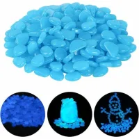 Bunthaus 200 Pcs Pierre Lumineuse, Galet Lumineux Cailloux Artificiels Pierres Décoratives Dans La Nuit Pour Jardin Extérieur Aquarium Passerelles Piscine Chemin Pelouse Cour (bleu)