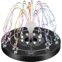 Bunthaus Fontaine Solaire 3w Flottante Fontaine Solaire Exterieure De Jardin Fontaine Solaire Pour Bassin Exterieur Avec 7 Buses Convient Pour Bain D'Oiseaux, Étang, Piscine, Décoration De Jardin