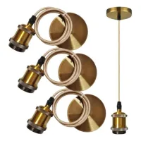 Rhg Lot De 3 Suspension Luminaire Vintage, Suspensions E27 Vintage Support De Lampe E27 Lampe Suspension Avec Câble 100cm, Luminaire Support Douille Ampoule Pour Éclairage