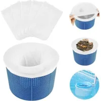 Chaussettes De Piscine, Housse De Préfiltration En 12 Pièces, Panier De Récupération D'Huile En Nylon Pour Piscines, Blanc